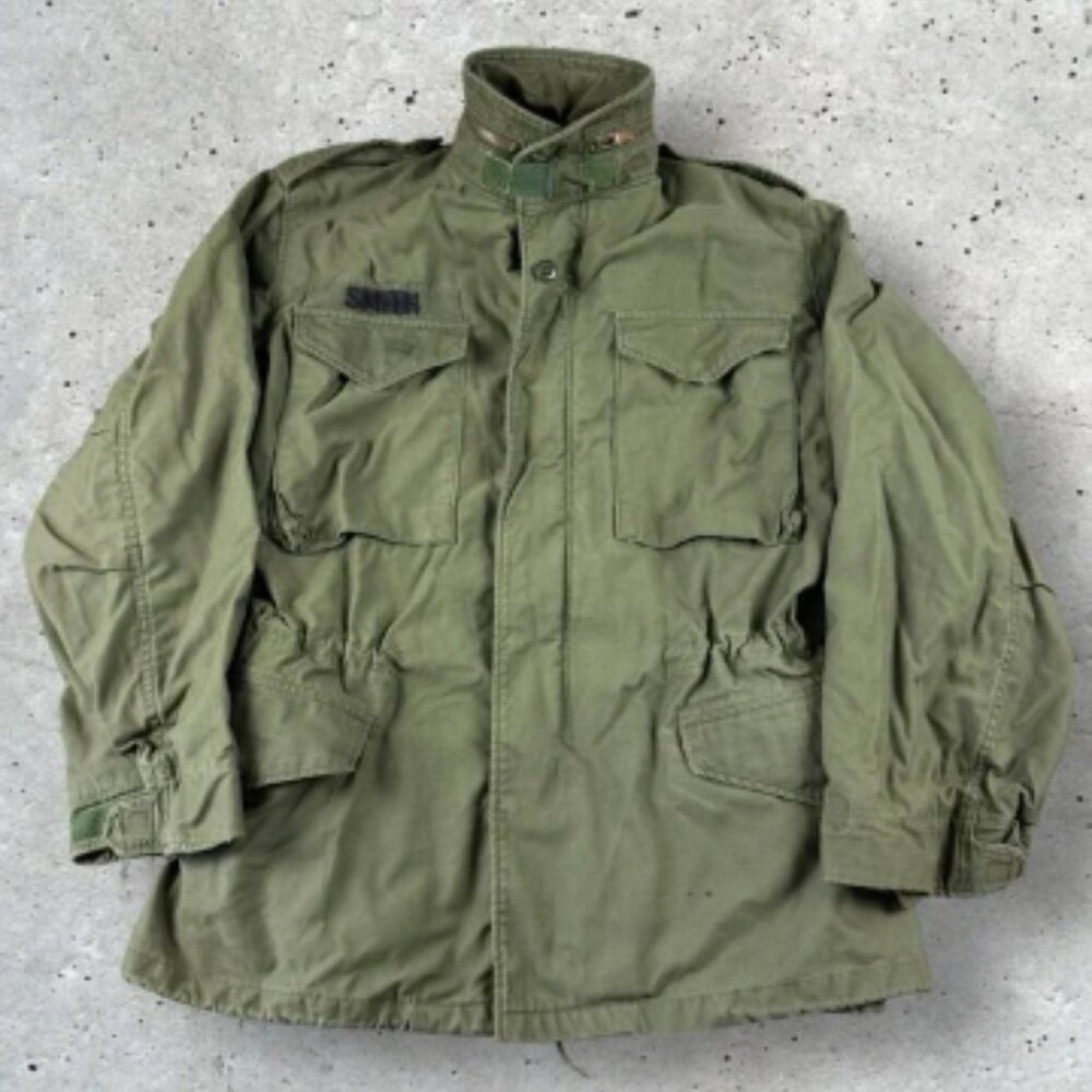 Vintage 70s US M65 OG-107 Cold Weather Field Coat Sz Small Reg Vietnam Named‎